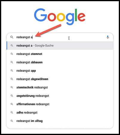 Google Search mit a .. n Redeangst compr Coaching Nische finden: Google Search