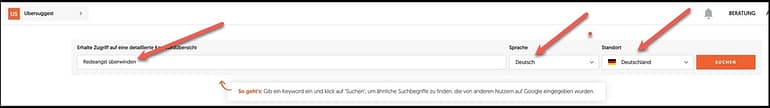 Ubersuggest Suchleiste 2.0