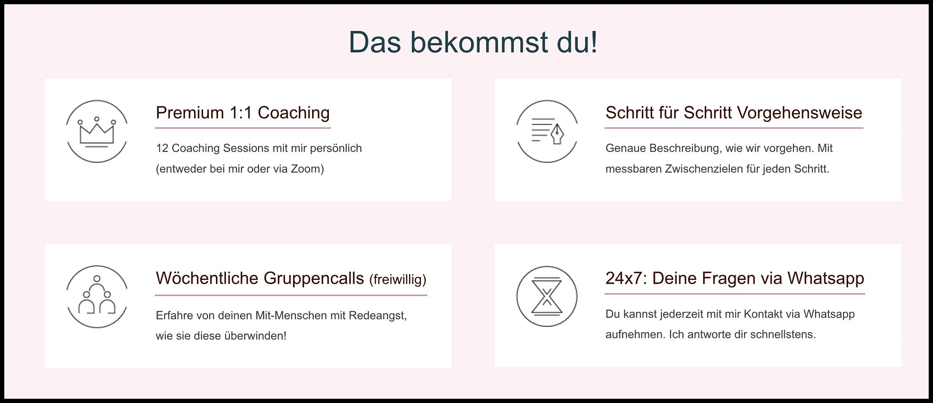 Das bekommst du Coaching Website